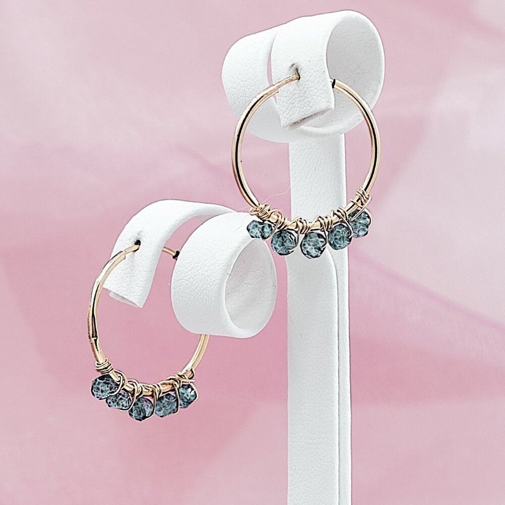 London Blue Topaz Hoop Earrings, 14K Gold Filled